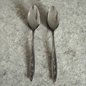 Pair 2 EKCO Eterna Country Garden Stainless Grapefruit Citrus Fruit Spoon Spoons